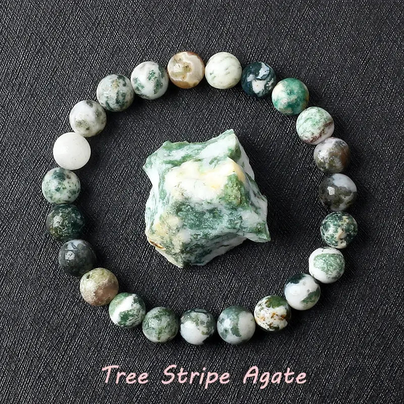 Natural Crystal Stone Bead Bracelet, Gemstone Stretch Jewelry for Women and Men