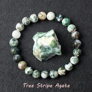 Natural Crystal Stone Bead Bracelet, Gemstone Stretch Jewelry for Women and Men