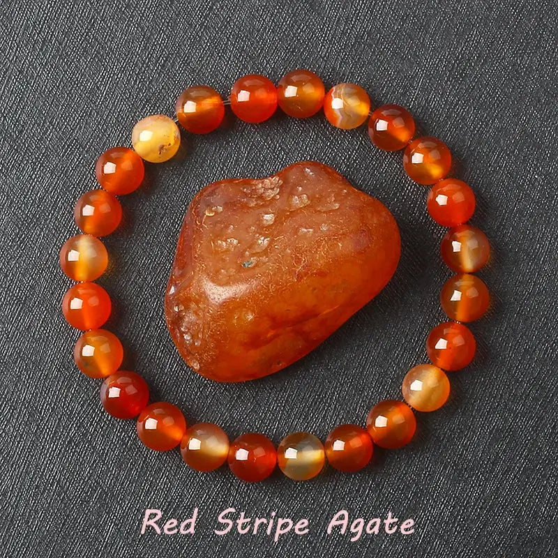 Natural Crystal Stone Bead Bracelet, Gemstone Stretch Jewelry for Women and Men