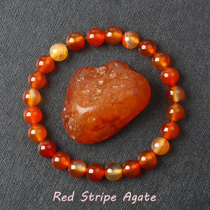 Natural Crystal Stone Bead Bracelet, Gemstone Stretch Jewelry for Women and Men