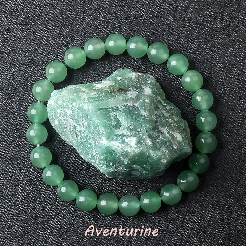 Natural Crystal Stone Bead Bracelet, Gemstone Stretch Jewelry for Women and Men