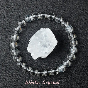 Natural Crystal Stone Bead Bracelet, Gemstone Stretch Jewelry for Women and Men