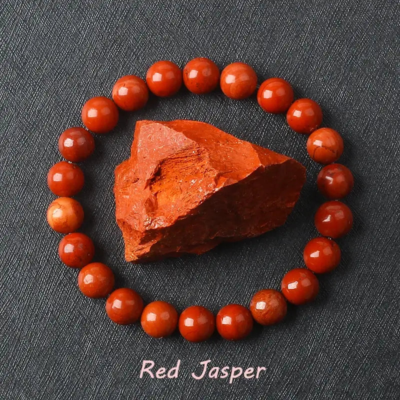Natural Crystal Stone Bead Bracelet, Gemstone Stretch Jewelry for Women and Men