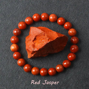 Natural Crystal Stone Bead Bracelet, Gemstone Stretch Jewelry for Women and Men