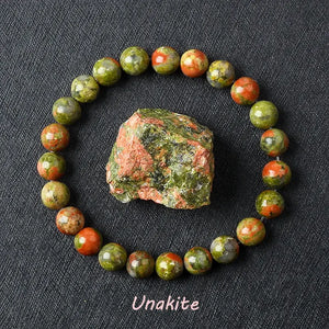 Natural Crystal Stone Bead Bracelet, Gemstone Stretch Jewelry for Women and Men