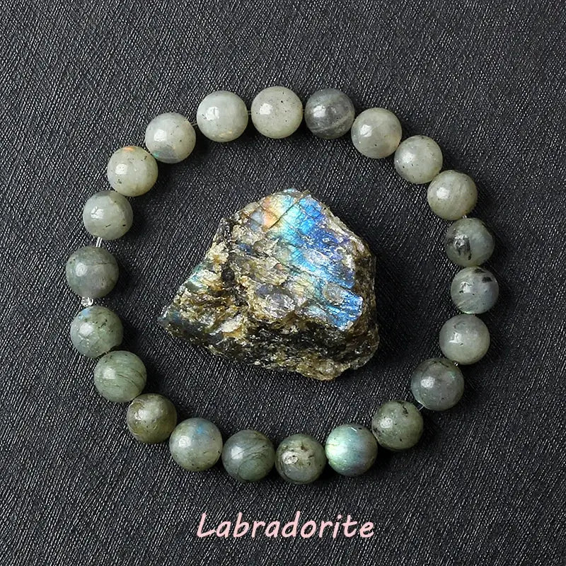Natural Crystal Stone Bead Bracelet, Gemstone Stretch Jewelry for Women and Men