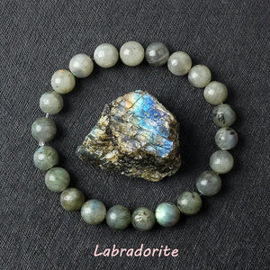 Natural Crystal Stone Bead Bracelet, Gemstone Stretch Jewelry for Women and Men