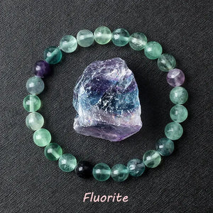 Natural Crystal Stone Bead Bracelet, Gemstone Stretch Jewelry for Women and Men