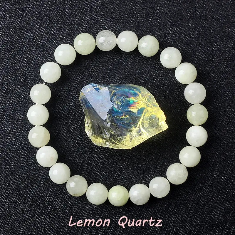 Natural Crystal Stone Bead Bracelet, Gemstone Stretch Jewelry for Women and Men