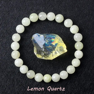 Natural Crystal Stone Bead Bracelet, Gemstone Stretch Jewelry for Women and Men