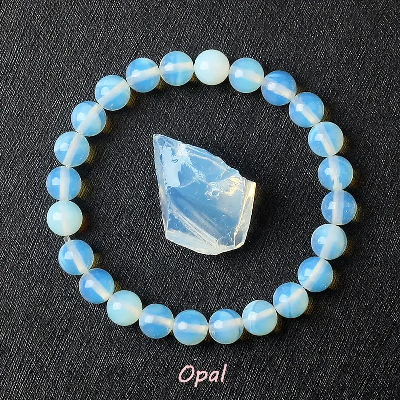 Natural Crystal Stone Bead Bracelet, Gemstone Stretch Jewelry for Women and Men