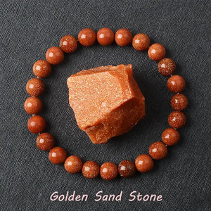 Natural Crystal Stone Bead Bracelet, Gemstone Stretch Jewelry for Women and Men