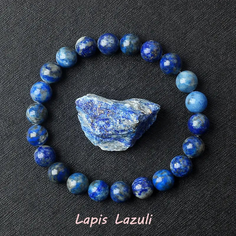 Natural Crystal Stone Bead Bracelet, Gemstone Stretch Jewelry for Women and Men