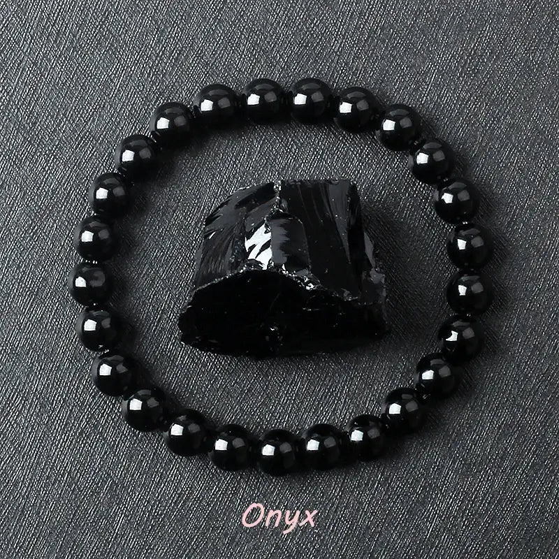 Natural Crystal Stone Bead Bracelet, Gemstone Stretch Jewelry for Women and Men