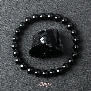 Natural Crystal Stone Bead Bracelet, Gemstone Stretch Jewelry for Women and Men