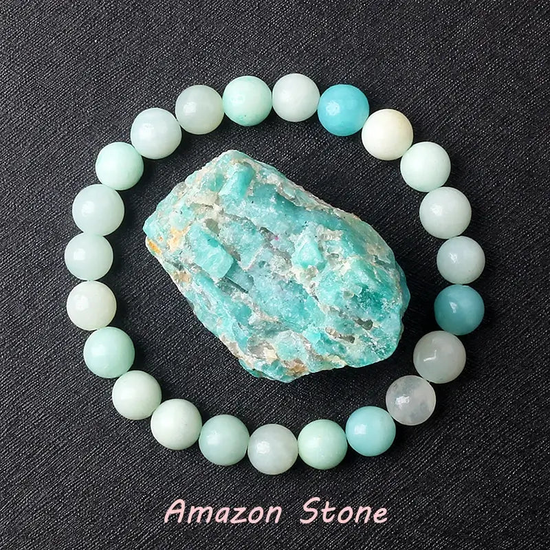 Natural Crystal Stone Bead Bracelet, Gemstone Stretch Jewelry for Women and Men
