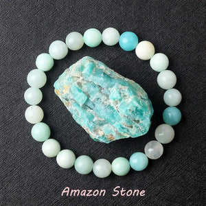 Natural Crystal Stone Bead Bracelet, Gemstone Stretch Jewelry for Women and Men