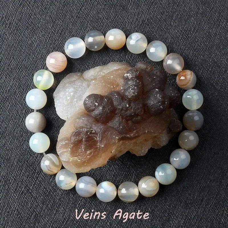 Natural Crystal Stone Bead Bracelet, Gemstone Stretch Jewelry for Women and Men