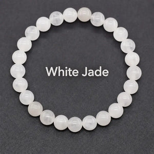 Natural Crystal Stone Bead Bracelet, Gemstone Stretch Jewelry for Women and Men