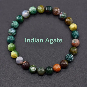 Natural Crystal Stone Bead Bracelet, Gemstone Stretch Jewelry for Women and Men