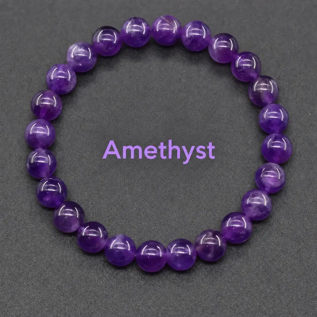 Natural Crystal Stone Bead Bracelet, Gemstone Stretch Jewelry for Women and Men