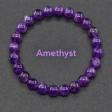 Natural Crystal Stone Bead Bracelet, Gemstone Stretch Jewelry for Women and Men 2