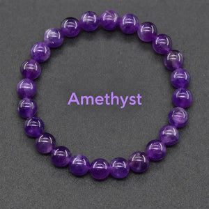 Natural Crystal Stone Bead Bracelet, Gemstone Stretch Jewelry for Women and Men