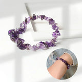 Natural Crystal Stone Bracelet Irregular Reiki Lucky Elastic Bracelet Ladies Fashion Strawberry Crystal Amethyst Jewelry