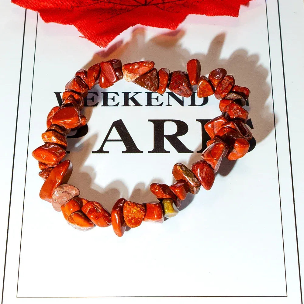 Natural Crystal Stone Bracelet Irregular Reiki Lucky Elastic Bracelet Ladies Fashion Strawberry Crystal Amethyst Jewelry