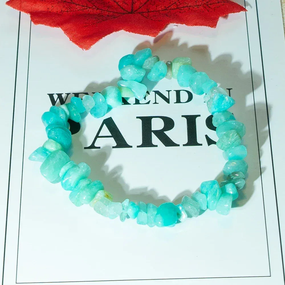 Natural Crystal Stone Bracelet Irregular Reiki Lucky Elastic Bracelet Ladies Fashion Strawberry Crystal Amethyst Jewelry
