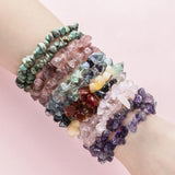 Natural Crystal Stone Bracelet Irregular Reiki Lucky Elastic Bracelet Ladies Fashion Strawberry Crystal Amethyst Jewelry