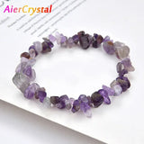 Natural Crystal Stone Bracelet Irregular Reiki Lucky Elastic Bracelet Ladies Fashion Strawberry Crystal Amethyst Jewelry