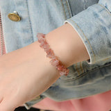 Natural Crystal Stone Bracelet Irregular Reiki Lucky Elastic Bracelet Ladies Fashion Strawberry Crystal Amethyst Jewelry