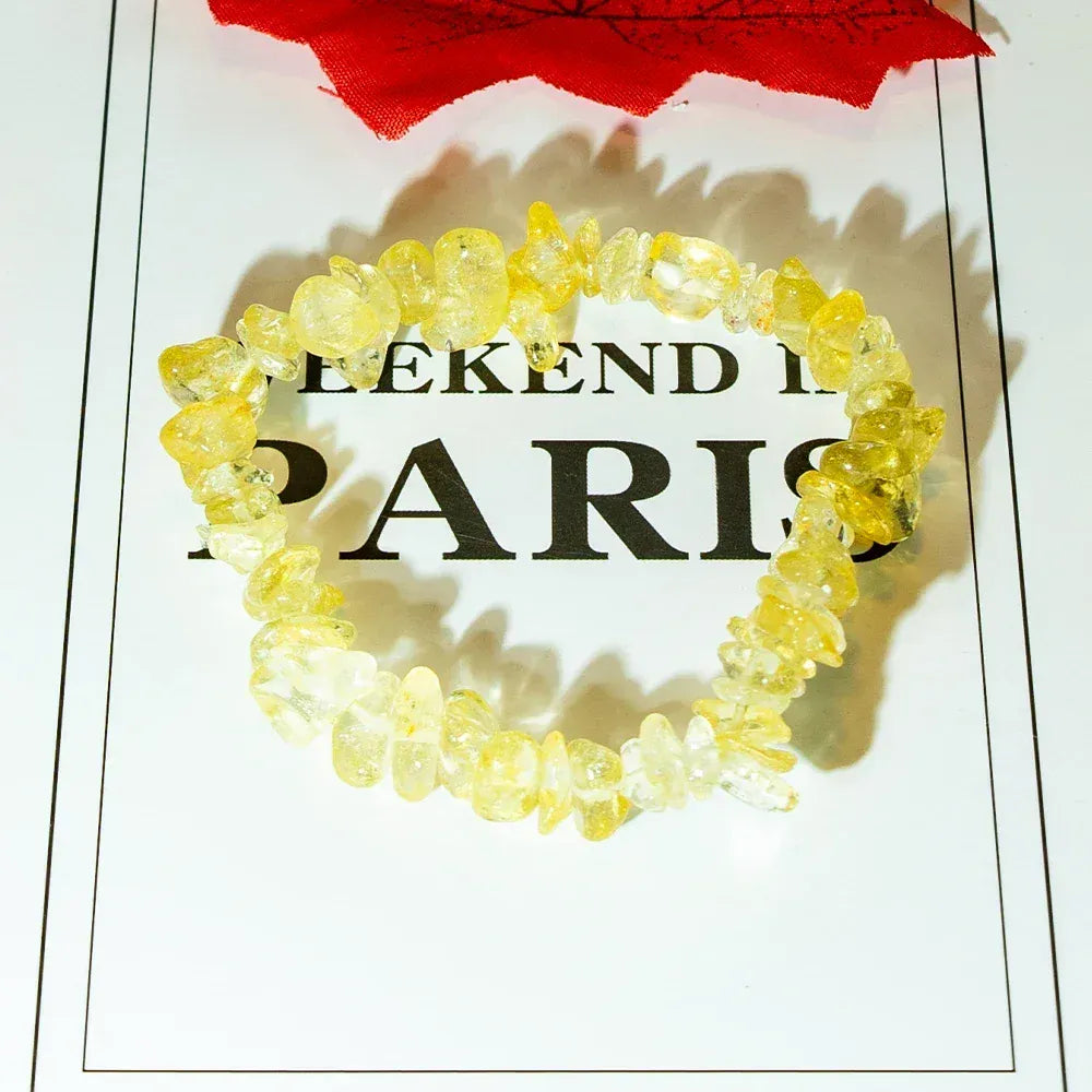 Natural Crystal Stone Bracelet Irregular Reiki Lucky Elastic Bracelet Ladies Fashion Strawberry Crystal Amethyst Jewelry