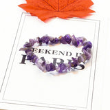 Natural Crystal Stone Bracelet Irregular Reiki Lucky Elastic Bracelet Ladies Fashion Strawberry Crystal Amethyst Jewelry