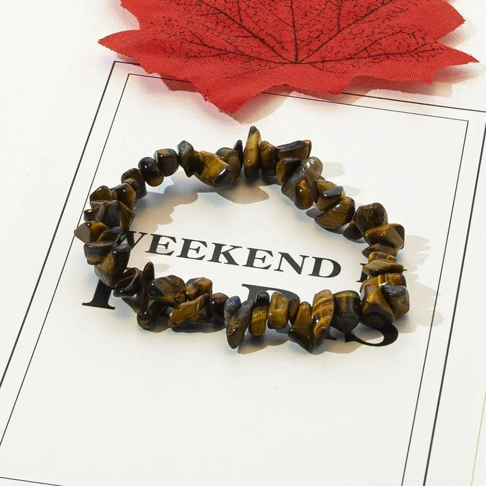 Natural Crystal Stone Bracelet Irregular Reiki Lucky Elastic Bracelet Ladies Fashion Strawberry Crystal Amethyst Jewelry