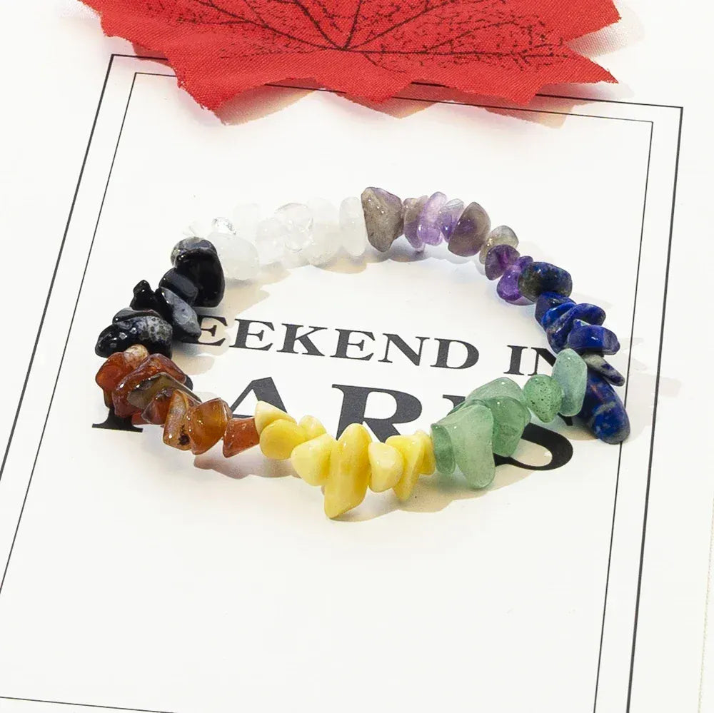 Natural Crystal Stone Bracelet Irregular Reiki Lucky Elastic Bracelet Ladies Fashion Strawberry Crystal Amethyst Jewelry