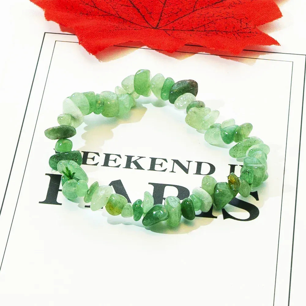 Natural Crystal Stone Bracelet Irregular Reiki Lucky Elastic Bracelet Ladies Fashion Strawberry Crystal Amethyst Jewelry