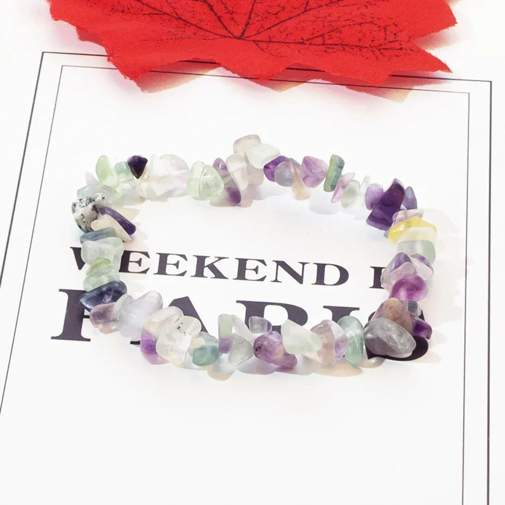 Natural Crystal Stone Bracelet Irregular Reiki Lucky Elastic Bracelet Ladies Fashion Strawberry Crystal Amethyst Jewelry