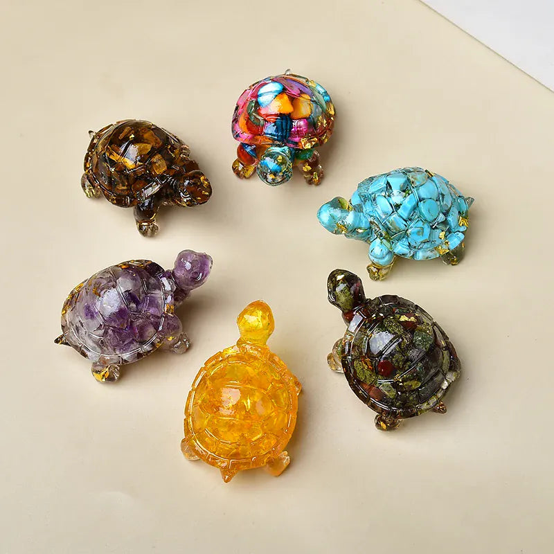 Natural Crystal Turtle, Composed of Crystal Fragments and Resin, Is an Ideal Gift for Home Decoration.