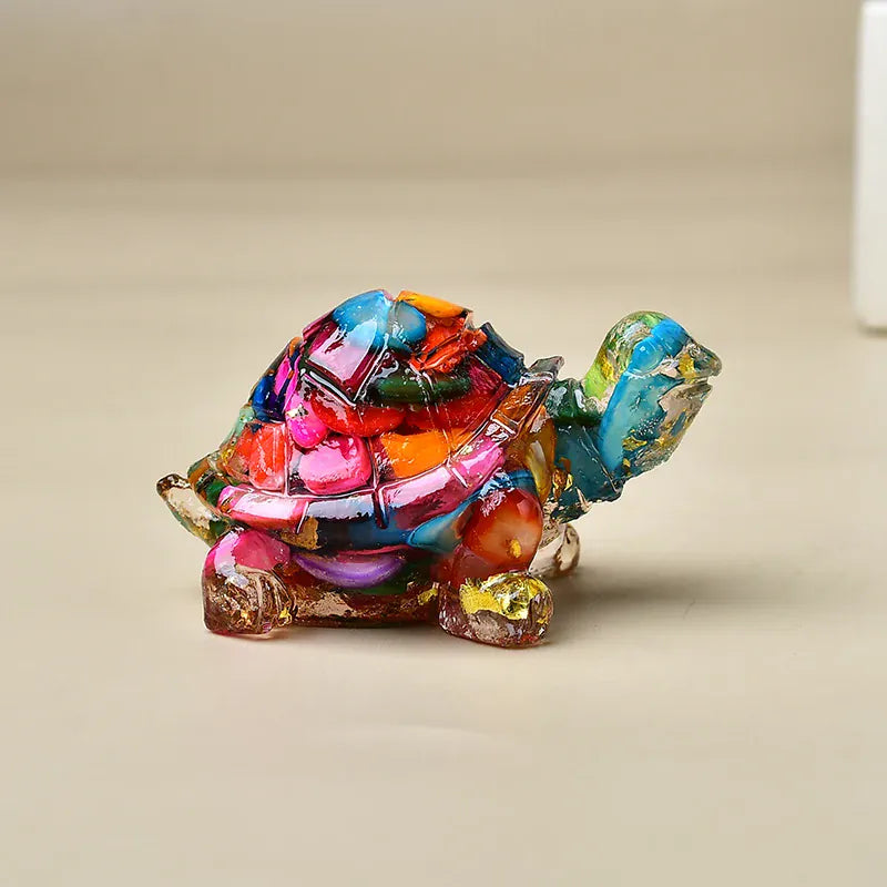 Natural Crystal Turtle, Composed of Crystal Fragments and Resin, Is an Ideal Gift for Home Decoration.