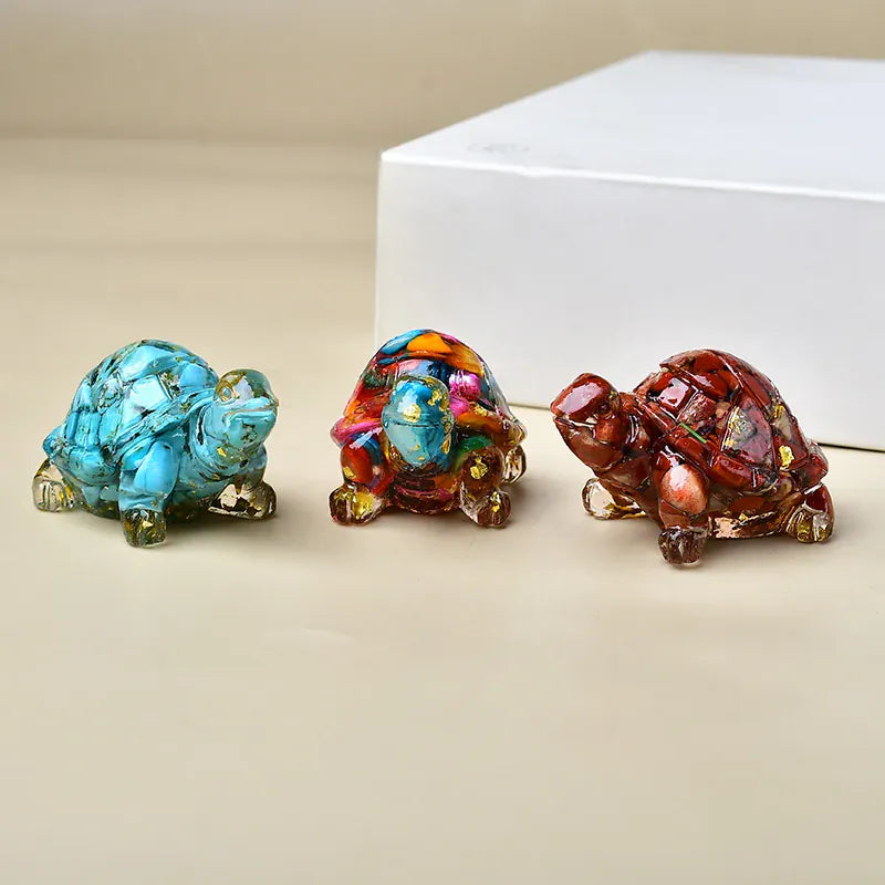 Natural Crystal Turtle, Composed of Crystal Fragments and Resin, Is an Ideal Gift for Home Decoration.