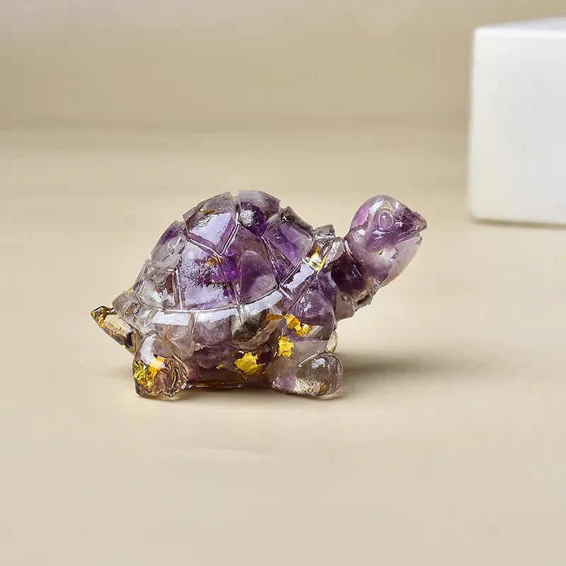 Natural Crystal Turtle, Composed of Crystal Fragments and Resin, Is an Ideal Gift for Home Decoration.
