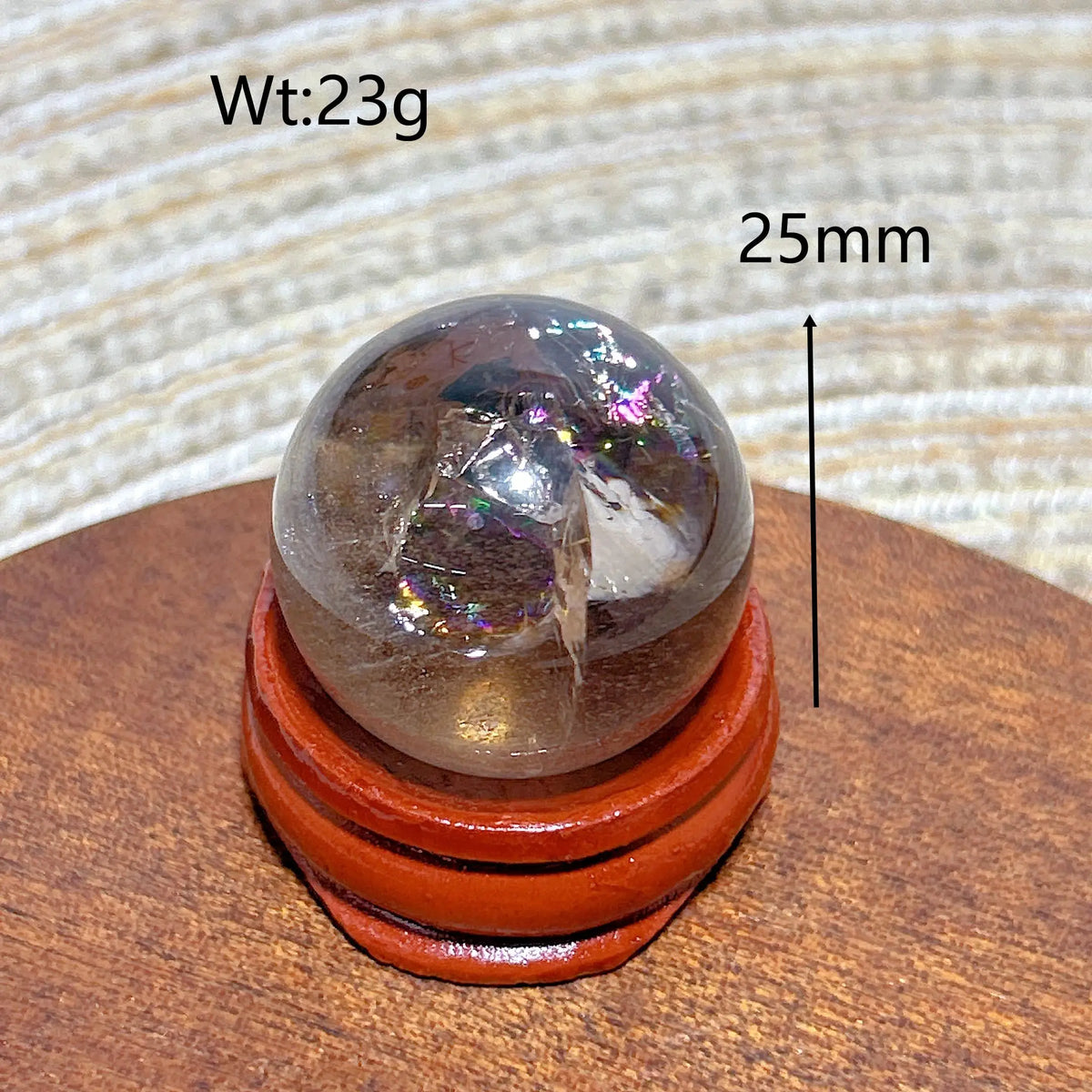 Natural Crystals Smokey Quartz Mini Rainbow Sphere Cute Size Carckle Ball Home Decorations Polished Mineral Energy Precious Gift