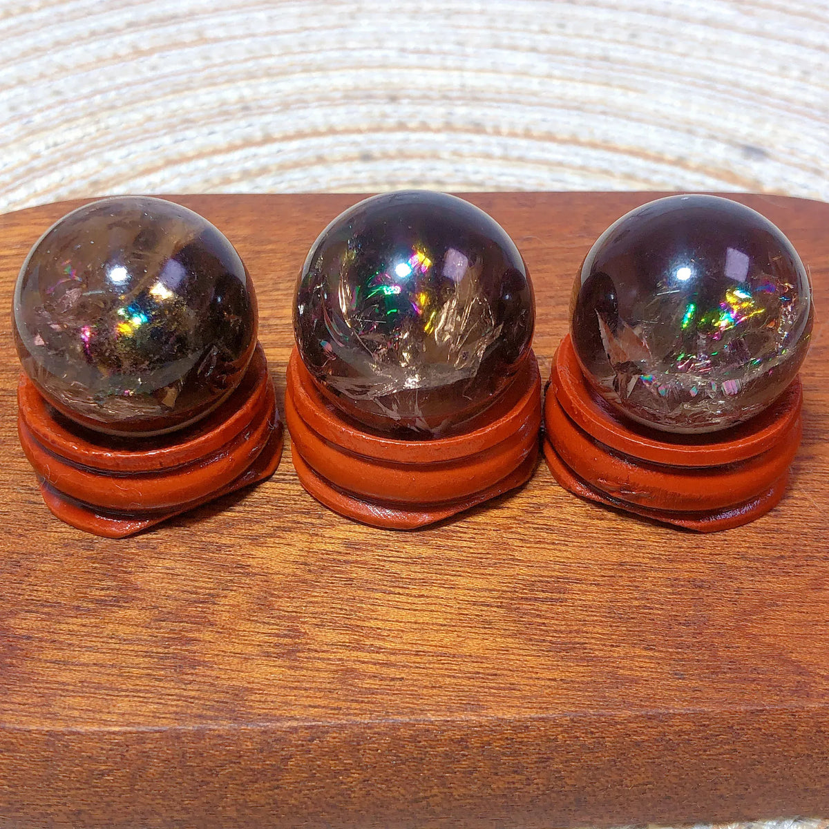 Natural Crystals Smokey Quartz Mini Rainbow Sphere Cute Size Carckle Ball Home Decorations Polished Mineral Energy Precious Gift