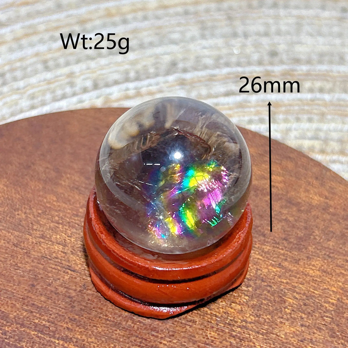 Natural Crystals Smokey Quartz Mini Rainbow Sphere Cute Size Carckle Ball Home Decorations Polished Mineral Energy Precious Gift