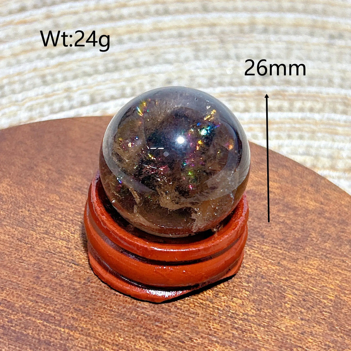 Natural Crystals Smokey Quartz Mini Rainbow Sphere Cute Size Carckle Ball Home Decorations Polished Mineral Energy Precious Gift