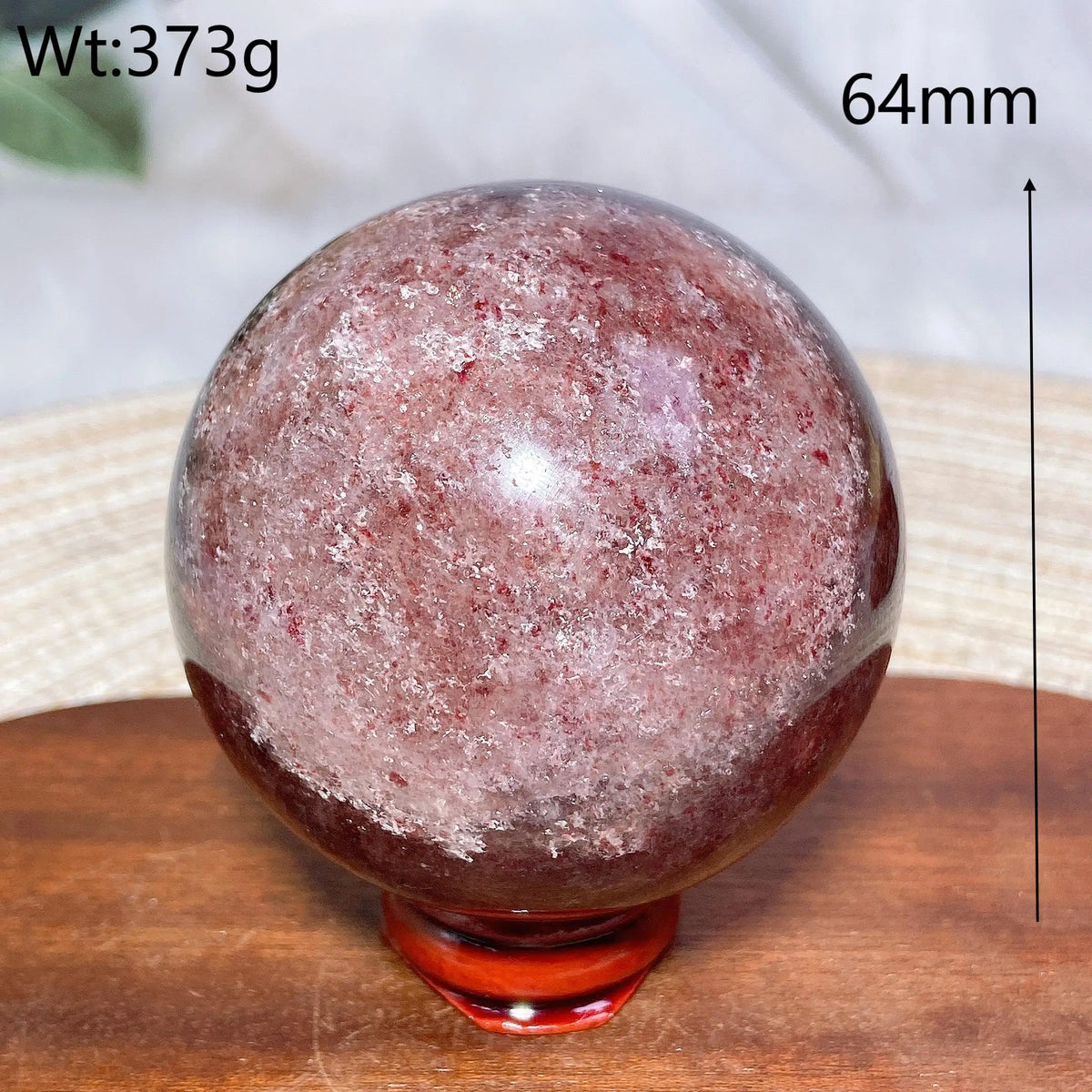 Natural Crystals Snowflake Strawberry Quartz Sphere BallEnergy Ornament Healing High Quality Home Decorations Room Decro Ore