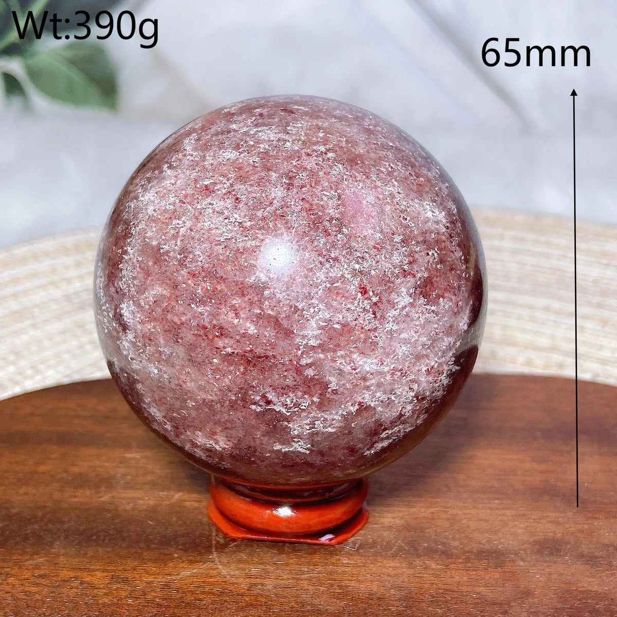 Natural Crystals Snowflake Strawberry Quartz Sphere BallEnergy Ornament Healing High Quality Home Decorations Room Decro Ore