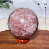 Natural Crystals Snowflake Strawberry Quartz Sphere BallEnergy Ornament Healing High Quality Home Decorations Room Decro Ore